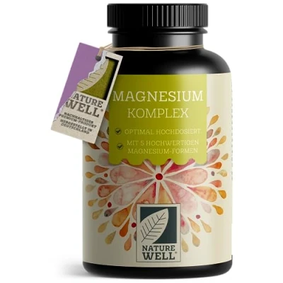Afbeelding van Magnesium complex 180 capsules, 400 mg per dag uit 5 hoogwaardige vormen: oxide, citraat, bisglycinaat, malaat en ascorbaat, optimale biologische beschikbaarheid, voorraad voor 3 maanden