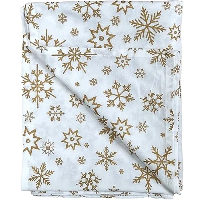 Afbeelding van Ragged Rose Kersttafelkleed feestelijk linnen tafelkleed met prints in Scandinavische stijl voor woonkamer en keuken katoenen dat past op een tafel van 15 17 cm gouden