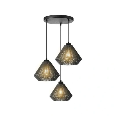 Afbeelding van LABEL51 Hanglamp Ibiza Zwart Jute 3 Lichts Majorr
