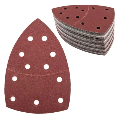 Afbeelding van Schuurpapier, driehoekige schuurmachine, 11 gaats schuurpads, korrelgrootte 120 muispapier, schuurbladen voor 155 x 108 mm, 50 stuks