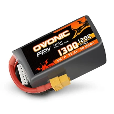 Afbeelding van OVONIC 1300mAh 22.2V 120C 6S LiPo accu met XT60 stekker voor RC FPV helikopter vliegtuig Quadcopter Hobby Racing