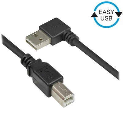Afbeelding van Easy USB haaks naar B kabel USB2.0 tot 0,5A / zwart 2 meter