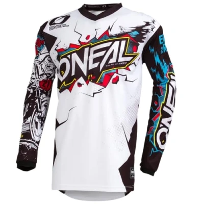 Afbeelding van O&#039;NEAL Jersey Enduro Motorcycle Geschikt voor maximale bewegingsvrijheid, Innaaibare elleboogbescherming, Ademend materiaal Element Villain Volwassen Wit Maat XL