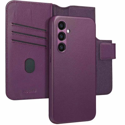 Afbeelding van Samsung Galaxy S24 Plus MagSafe Hoesje Echt leder Accezz 2 in 1 Case/Bookcase Paars Telefoonhoesje
