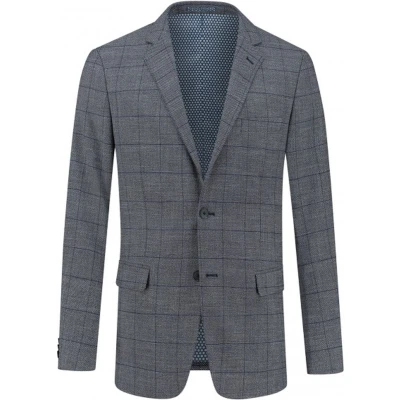 Afbeelding van Gents Colbert blokruit grijs blauw Maat 52