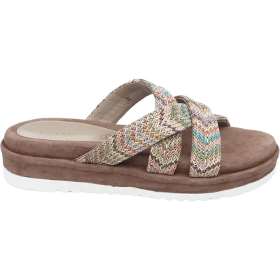 Afbeelding van Lazamani Crossed Straps Raffia Platform Slippers Dames