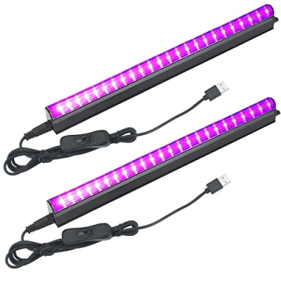 Afbeelding van Eleganted blacklight buis 2 stuks 5 W USB UV LED lamp 395nm Black Light Bar lichteffect partylicht podiumverlichting met schakelaar voor Halloween club party disco
