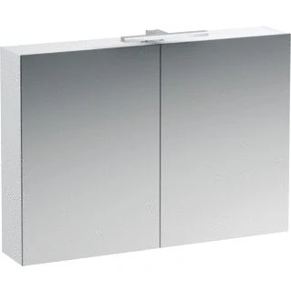 Afbeelding van Laufen base spiegelkast met 2 deuren led verlichting 100x70x18cm mat wit h4028521102601