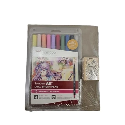 Afbeelding van Tombow ABT 10C MANGA2 ST manga set van 10 x viltstiften Dual Brush pennen + stempel