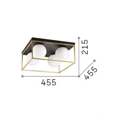 Afbeelding van Ideallux Ideal Lux plafondlamp Lingotto, 4 lamps, zwart, opaal glas