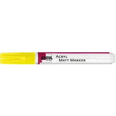 Afbeelding van KREUL 46232 Acryl Matte Marker Medium, met ronde punt ca. 2 4 mm, geel, mat, permanente acrylverf op waterbasis, voor filigrane accenten