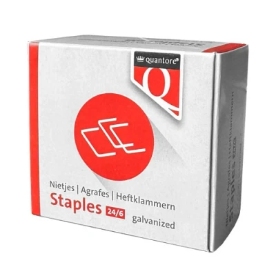 Afbeelding van Nieten Quantore 24/6 1000stuks verzinkt 5 stuks