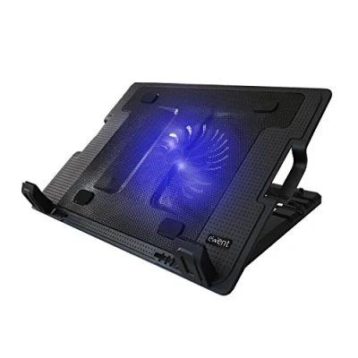 Afbeelding van 2 in 1 Laptophouder en laptopkoeler 5 standen verstelbaar Incl 2x. USB poorten LED verlichting Ewent EW1258