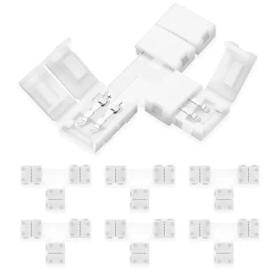 Afbeelding van UBRAVE LED Strip Connector, 6 stuks 2 Pin 8mm Light Conner 8 mm Stripe connector adapter, voor 3528/2835 Multi color zonder solderen, T vorm