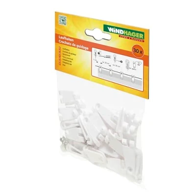 Afbeelding van Windhager 10701, loophaken voor bevestiging van zonnezeil of kabelspanluifel, set 30 stuks met roestvrijstalen schroeven, wit