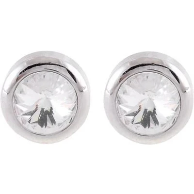 Afbeelding van Behave Oorbel oorstekers glanzend zilverkleur 8mm lengte, met swarovski elements kristal steen