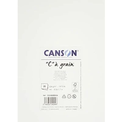 Afbeelding van CANSON &quot;C&quot; à grain 25 vellen tekenpapier fijne korrel A4 224 g/m² natuurlijk wit