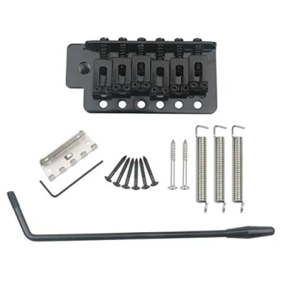 Afbeelding van Unxuey Elektrische Gitaar Bridge Tremolo Systeem Set met Diameter 6mm whammy Bar voor 6 String Strat Staartstuk Vervanging Zwart