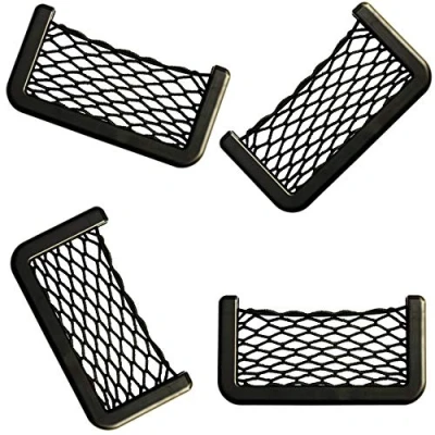 Afbeelding van Nettas voor de kofferbak, organizer, 4 stuks, 15 x 8 cm, bagagenet, opbergnet, opbergtas, nettas, mobiele telefoon, elastisch net.