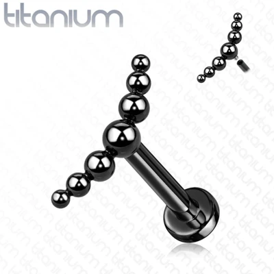 Afbeelding van Titanium Piercing 7 balls zwart 1.2x8