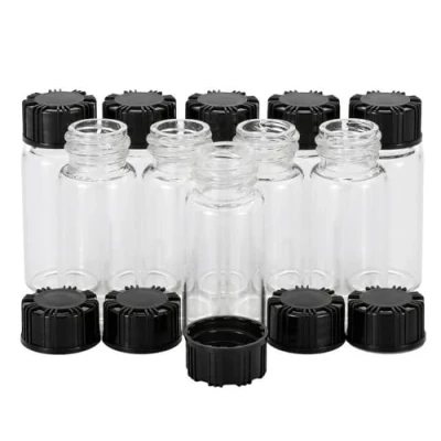 Afbeelding van Pxyelec Clear Liquid Sampling Sample Glazen Flesjes Schroefdop Capaciteit 10ml (1/3 oz) Pack van 10 (Doorzichtig)