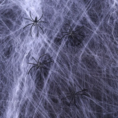 Afbeelding van Spinnenweb Spinrag Grijs Halloween Decoratie Met Spinnen 125 Gram