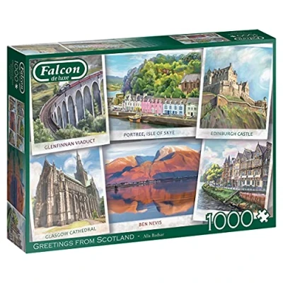 Afbeelding van Falcon legpuzzel Greetings from Scotland 68 x 50 cm 1000 stukjes
