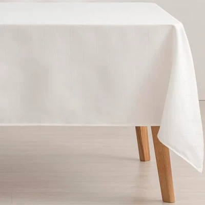 Afbeelding van GAMUSI Tafelkleed, vlekafstotend, geometrisch, lijn, wit, 140 x 200 cm