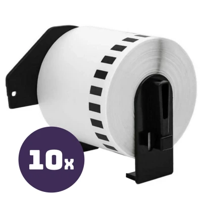 Afbeelding van Geschikt 10x Brother DK 22205 compatible labels, 62 mm x 30,48 Alleeninkt