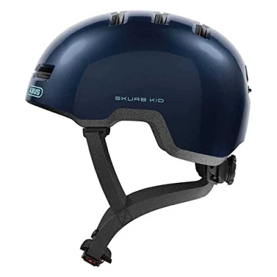 Afbeelding van ABUS kinderhelm Skurb Kid robuuste fietshelm in skaterlook met ruimte voor een vlecht of staart diverse designs meisjes en jongens blauw, maat M