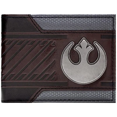 Afbeelding van Star Wars Rebel Alliance Starbird Metalen Badge Embleem Portemonnee/Beurs Bi Fold ID &amp; Kaarthouder, Bruin