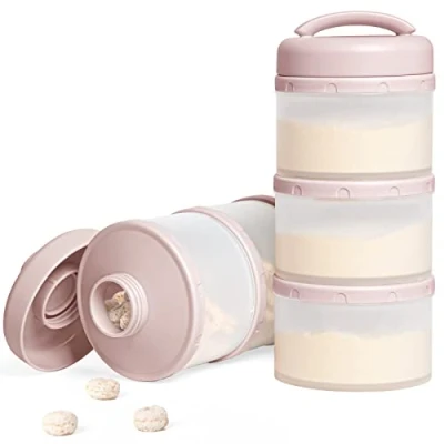 Afbeelding van Termichy melkpoeder portioneerder baby stapelbare opbergdoos 2 stuks (lichtroze)