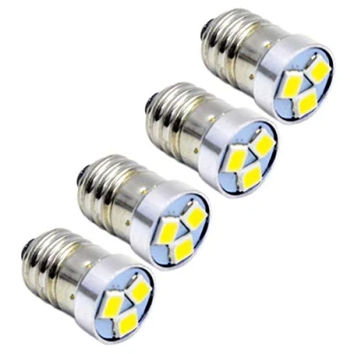 Afbeelding van Ruiandsion 4 stks 3V 6V 12V E10 LED Lamp 3030 3SMD Wit Vervanging Upgrade voor Koplampen Zaklampen Zaklamp Licht, Negatieve Aarde (3V)