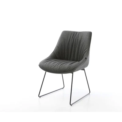 Afbeelding van Gestoffeerde stoel Elda Flex slipframe zwart structuurstof antraciet
