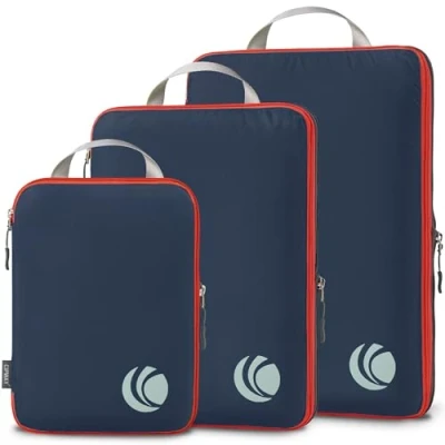 Afbeelding van Cipway Compressie verpakking kubussen, ultralichte reisbagage organizer sets uitbreidbare reisbenodigdheden voor handbagage (blauw 3 stuks)