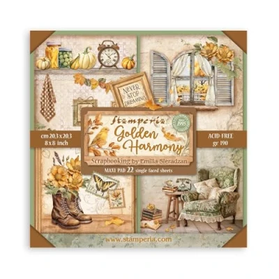 Afbeelding van Stamperia Golden Harmony 8x8 Inch Paper Pack Maxi (Single Face) (SBBSXB05)