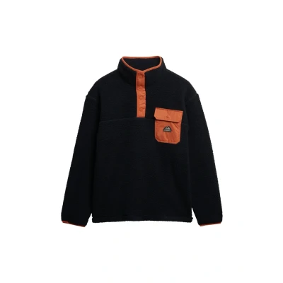 Afbeelding van Superdry FUJI HALF Popper Fleece trui, Heren, Maat: Small, Eclipse navy