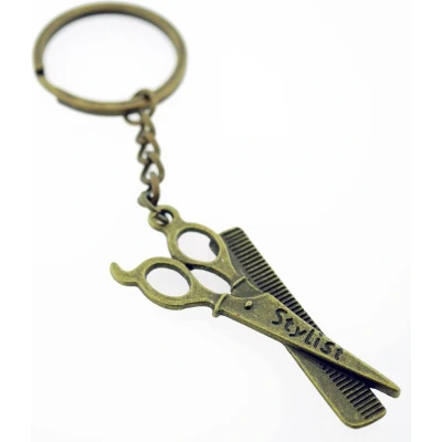 Afbeelding van Kapper Stylist sleutelhanger met schaar en kam