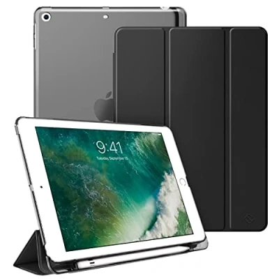 Afbeelding van Fintie Hoes met Pennenhouder voor iPad 9.7&quot; 2018/2017, Ultradunne Superlichte Beschermhoes transparante Zchterkant Case Cover Automatische Slaap/Waak 6e/5e Generatie, (*Zwart)