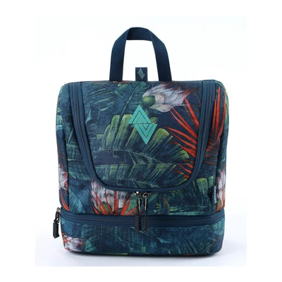 Afbeelding van Nitro Travel Kit Stijlvolle reiswastas met extra bodemvak, toilettas om op te hangen, make uptas veel opbergvakken voor reizen en kamperen, toilettas, 25 x 24 11 cm, tropisch, 25x24x11