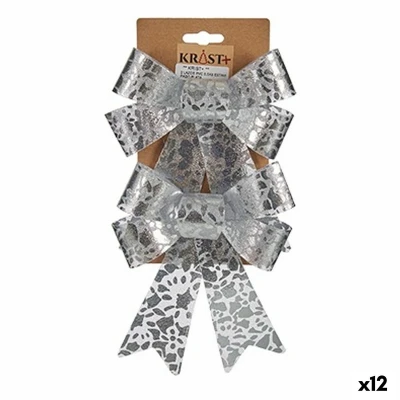 Afbeelding van Lasso Kerstversiering Afgedrukt Zilverkleurig PVC 15 x 4 16 cm (12 Stuks)