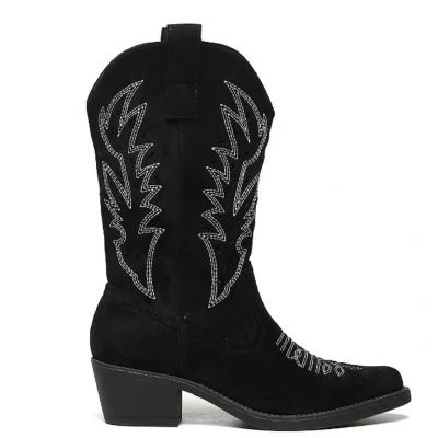 Afbeelding van Smile Favorites® Dames Cowboylaarzen met Hak Zwart Suedine Maat 41