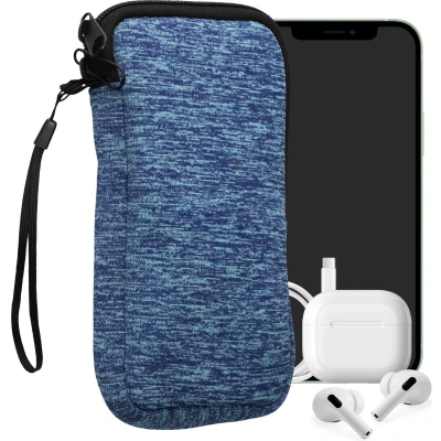 Afbeelding van kwmobile telefoontasje universeel geschikt voor XL 6,7/6,8&quot; smartphones 17,2 x 8,4 cm Hoesje met rits en polslusje In zeeblauw / lichtblauw