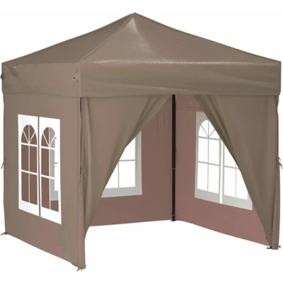 Afbeelding van Partytent inklapbaar met zijwanden 2x2 m taupe