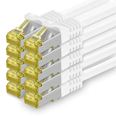 Afbeelding van Cat.7 Ethernet Cable Gigabit LAN Netwerkkabel RJ45 0.5m wit 10 stuks Cat7 Kabel netwerk ruwe Gb s SFTP PIMF LSZH set Patchkabel met Rj 45 connector Cat.6a
