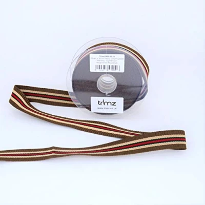Afbeelding van Trimz Webbing, Lichtbruin, Beige Groen Rood, 10m x 30mm