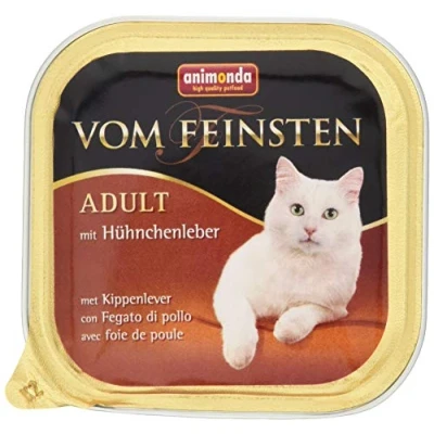 Afbeelding van 32x100g Adult met Kippenlever animonda Vom Feinsten Kattenvoer