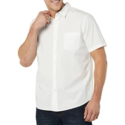 Afbeelding van Amazon Essentials Heren Slim Fit Poplin Shirt met korte mouwen, wit, XX Large