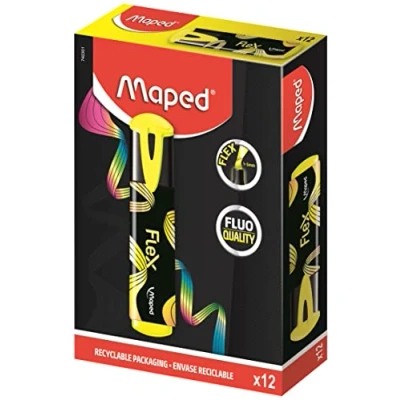 Afbeelding van Maped Fluo&#039;peps Flex Markeerstift, Geel, Doos Van 12 Stuks Markeerstift