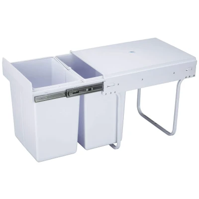 Afbeelding van 4cookz® Inbouw Prullenbak Afvalscheiding 26 cm breed 30 liter Wit